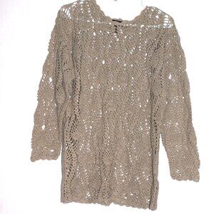 Options Tan Long Sleeve Knitted Top Women's Large